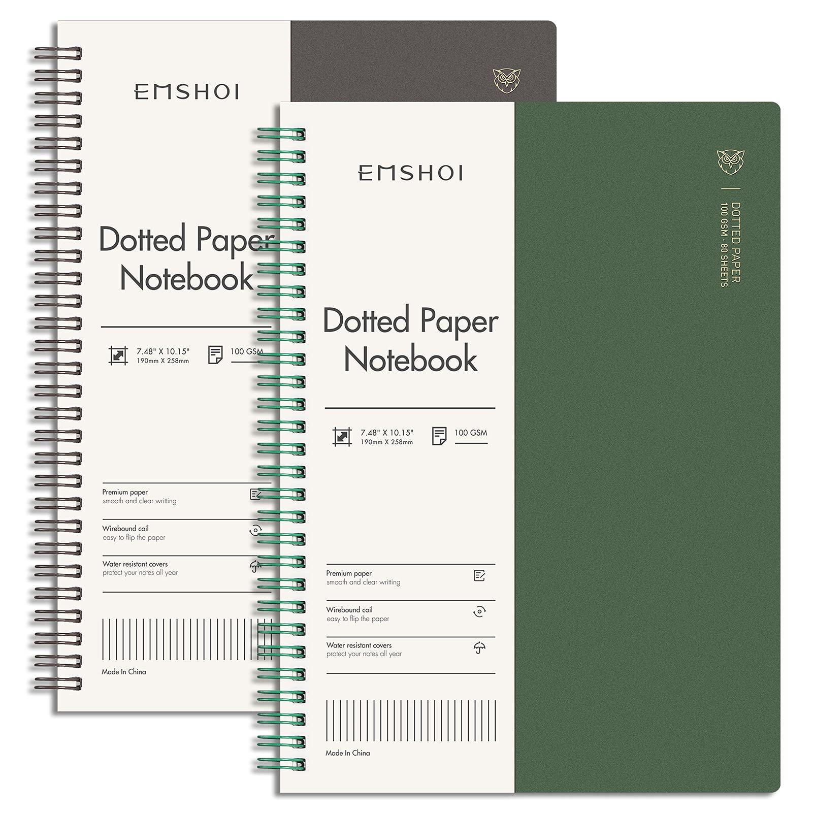 EMSHOI Dotted Journal Spiral Notebook 7.48" x