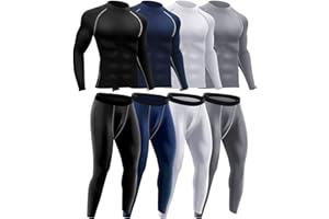 Hicarer Thermal Underwear for Men Mock Neck Men's Base Layer Set for Winter Running Hiking Ski Gym Sports