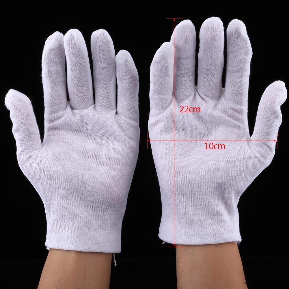 White Gloves, 12 Pairs Practical White Cotton Working Gloves for Coin