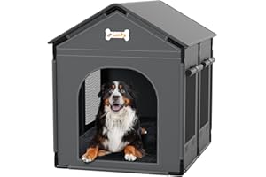 INRLKIT Dog House Indoor Dog Kennel Bed Mat with Cushion for Small Medium Large Dogs Cats, Winter Warm Cat Nest Puppy Cave Sofa Pet Products Easy Assembly (Grey, X-L: 33.9" L x 26.8" W x 33.9" H)