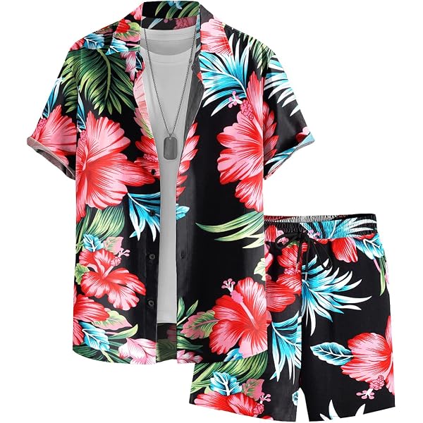 COOFANDY Chemise hawaïenne à manches courtes pour homme - Style tropical - Décontracté - Pour l'été et la plage, Flamant rose marine, M COOFANDY Chemise hawaïenne à manches courtes pour homme - Style tropical - Décontracté - Pour l'été et la plage, Flamant rose marine, M