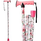 CLOKTA Walking Cane for Men and Women, Foldable | Lightweight Foldable, 5-Level Adjustable Height, Aluminum, Wrist Strap, Portable Folding Cane for Seniors Adults