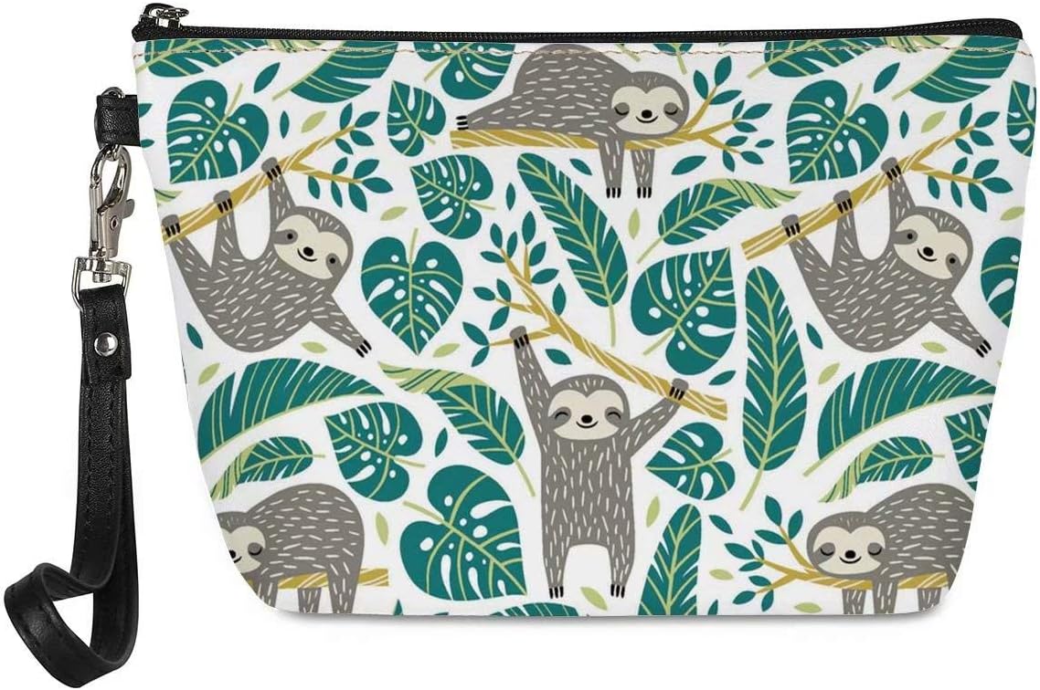 chaqlin Cosmetic Bag Adorable Tree Sloth Printing Makeup Bags Travel Waterproof Toiletry Bag For Women LadiesLipstick Pouch Toiletry Travel Case Organizer Purse