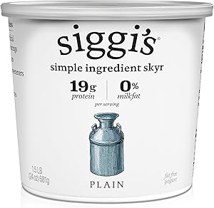siggi's® Icelandic Strained Nonfat Yogurt, Plain, 24 oz. Multiserving Container – Thick, Protein-Rich Yogurt Snack