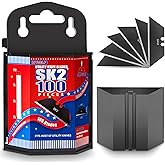 DIYSELF 100 Pack Utility Knife Blade Refills, SK2 Razor Knife Blades, Black | Durable SK2 Steel Box Cutter Blades for Cartons and Leather, Razor Blades for Warehouses, Offices and Home Projects
