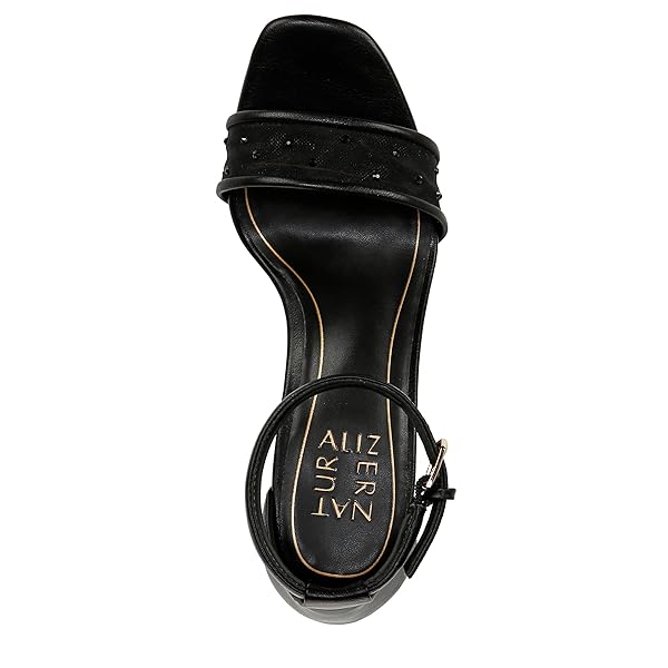 NATURALIZER WOMENS JOY ANKLE STRAP HEELED DRESS SANDAL BLACK MESH SPARKLE 9.5 M