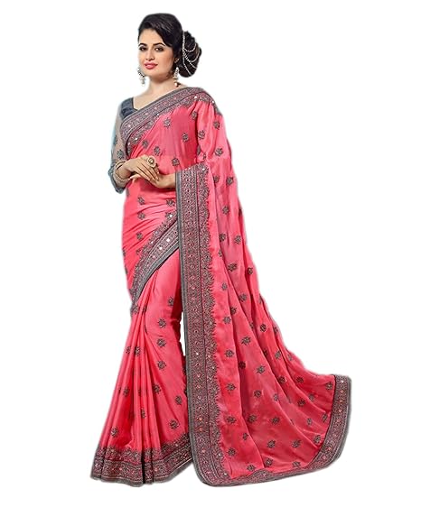 Womens Chiffon Saree (NS-LUCK-VIVHA_Pink)