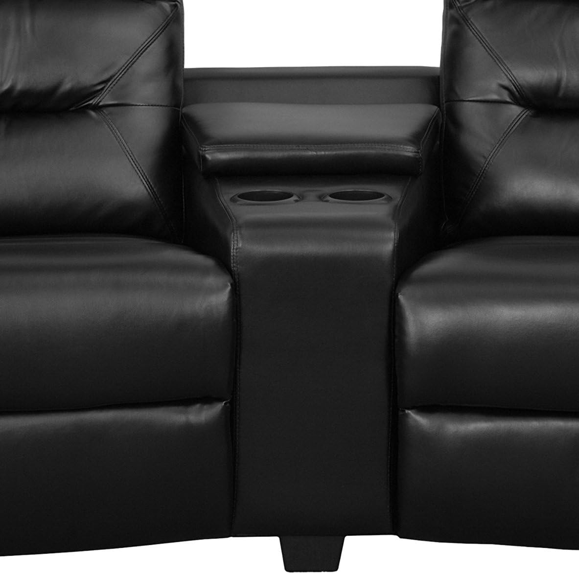 Flash Furniture Futura Series 2-Seat Reclining Black LeatherSoft Theater Seating Unit with Cup Holders: Furniture & Decor
