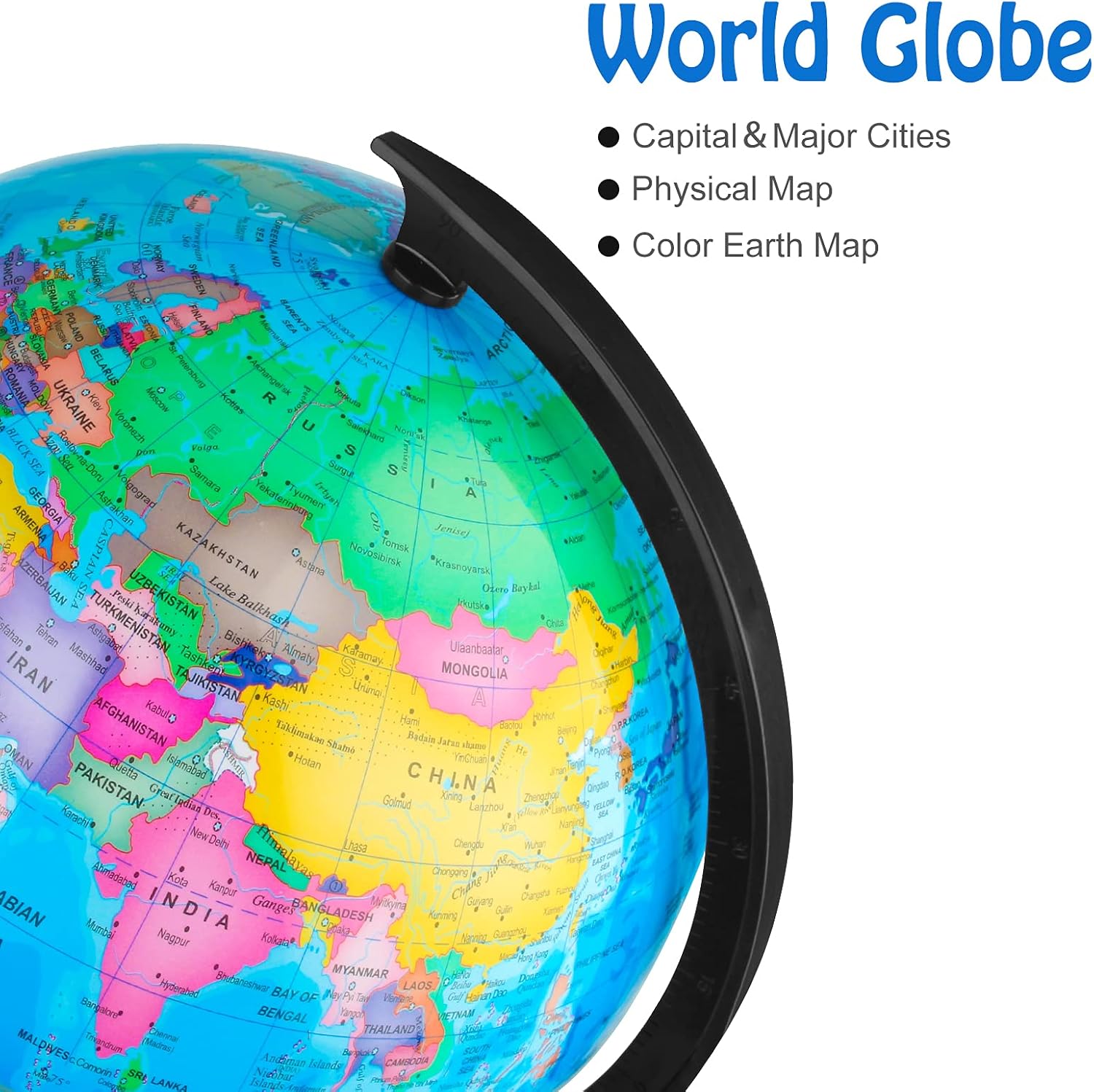 Fun Lites 25CM World Globe for Kids Learning DIY Assemble Educational Rotating World Map Globes Large Size Decorative Earth Children Globe for Classroom Geography Teaching Desk and Office Decoration - Image 5