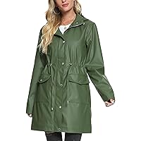 Raincoat Women, Fahsyee Rain Jacket Waterproof Raincoat Hooded Windbreaker Outdoor Long Active
