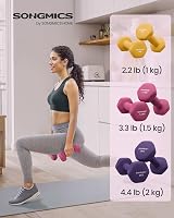 SONGMICS Set of 6 Neoprene Dumbbells with Storage Stand 1/1.5/2 kg SYL609B02 view 2