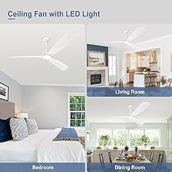 BvenuBigLite White Ceiling Fan with Light: 3 Blades