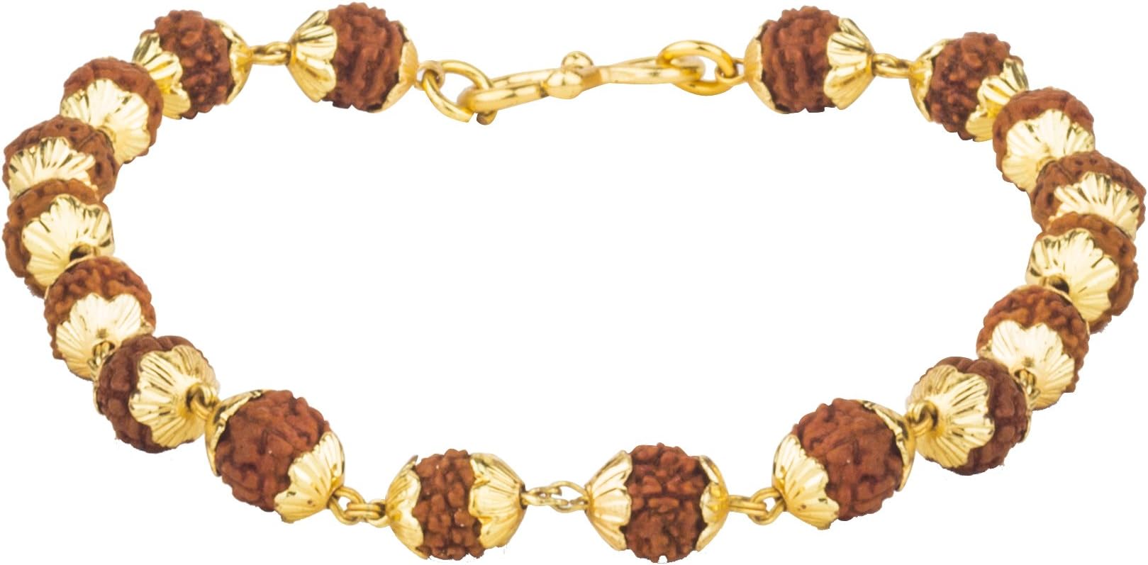 Naveli Rudraksh Beads Gold Plated Bracelet for Boys/Men