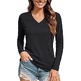 TACVASEN Women's Long Sleeve V Neck Tops Lightweight Quick Dry UPF 50+ Sun Protection Workout Hiking Running Shirts