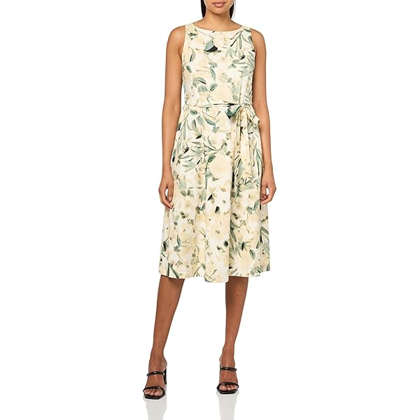 anne klein floral print a line dress Anne Klein Rosette Detail A-Line Novelty Tweed Midi Dress main image 1