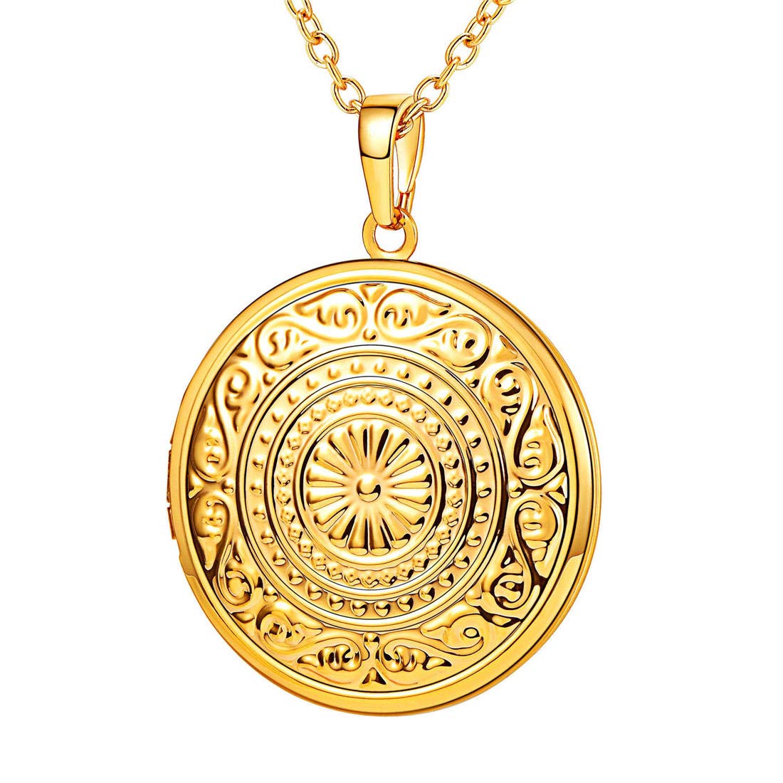 U7 Gold Photo Locket Pendant Necklace for Mum Necklaces Women Vintage Jewellery — image 1