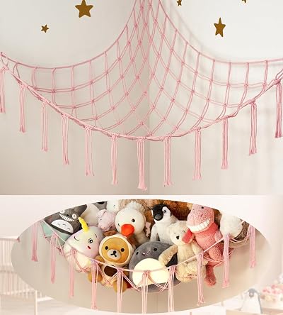 mirolam Baby Teddy Hammock Stuffed Animal Storage Net 41x41x55