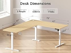 WALKINGDESK 75x61 Inches Reversible L Shaped