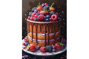 DIY Peinture a Numero Adulte Cake, Painting by Numbers Adult Kit Fruit, Peinture a Numero with Brushes, Easy Hobbies for Wome