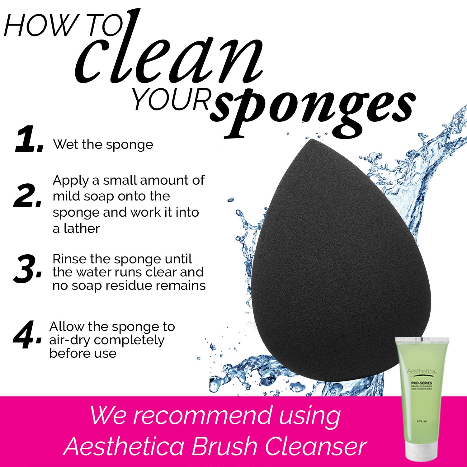 Aesthetica Cosmetics Beauty Sponge Blender - Latex Free and Vegan Makeup Sponge - For Powder, Cream or Liquid Application - One Piece : Beauty