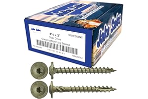 Jake Sales #14 x 2 Construction Lag Screw Exterior Coated Torx/Star Drive Heavy Duty Structural Lag Screw Far Superior to Common Lag Screws (100 Screw Count) Modified Truss Washer Head