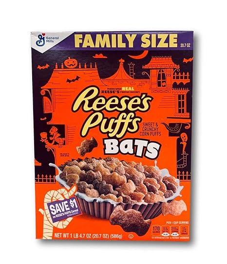 General mills reese's puffs bats swt crnchy corn puffs cereal Family sz (016000142749)