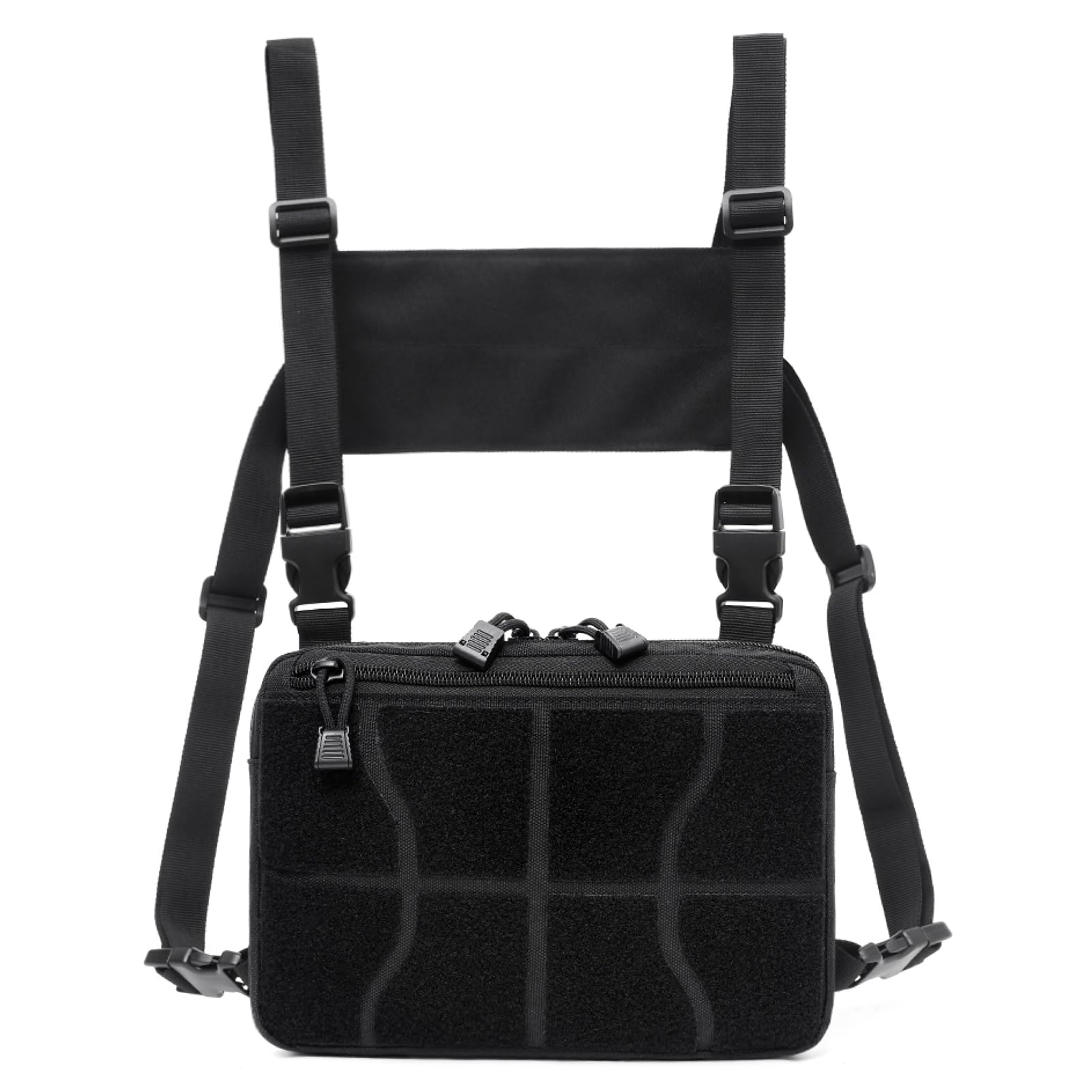 Azarxis Tactical Chest Rig Adjustable Molle Chest Front Bag Pack Shoulder Bag, Hip Hop Streetwear Functional Vest Pouch (01Black)