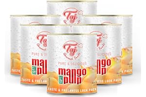 TAJ GOURMET FOODS TAJ Kesar Mango Pulp Puree 6-Pack | Great for Lassi Shake | 30-Ounce (850g)