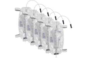 GREETMED 5 Pack Easy-Tap Leg Bag with Anti-Reflux Valve, 1000ml Catheter Bags with 2 Cloth Straps, Disposable Urine Leg Bag for Home Care Easy Flip Drain