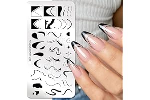 OCOUYVD 1 Pcs French Nail Stamping Plates Wavy Striped Tip Nail Stamp Template Heart Nail Design Stencil