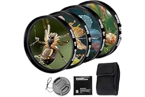 YOFOTIXAUU 82mm Close-Up Lens Filters Kit 4 Pieces (+1 +2 +4 +10) Macro Filter Set, Lens Cap & Cleaning Cloth - Compatible wi