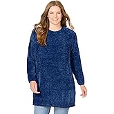 Woman Within Plus Size Crewneck Chenille Sweater