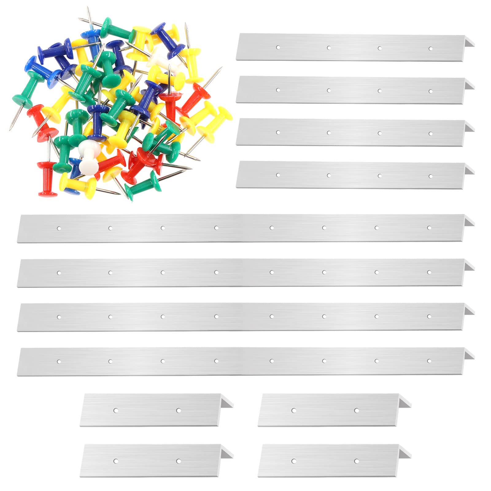Glarks 72Pcs 3 Inch 6 Inch 12 Inch Stained Glass Supplies Layout Block System with Mix Color Push Pins Tools Kit for Stained Glass Panels Craft (3/6/12")
