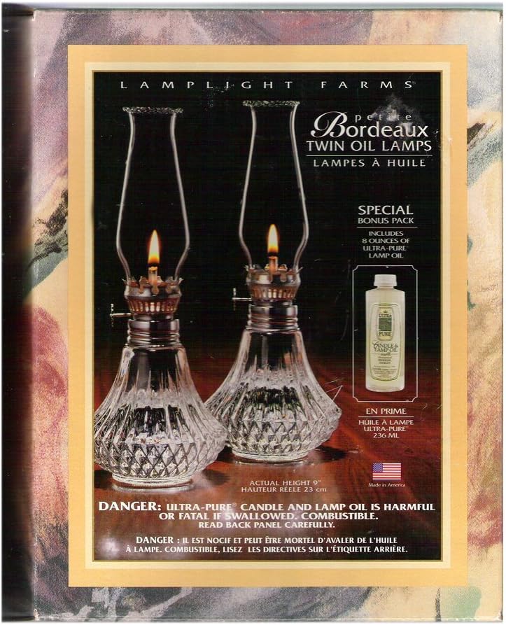 Vintage 9" Lamplight Farms Petite Bordeaux Twin Oil Lamps No. 125