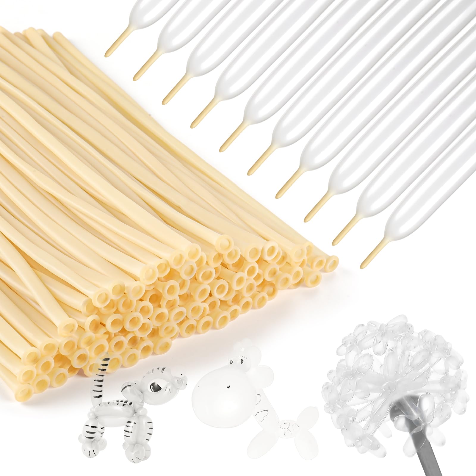 Photo 1 of 100Pcs Clear 260 Balloons Clear Long Balloons for Balloon Garland Thickening Skinny Latex Twisting Animals Modeling Christmas Birthday Kid's Carnivals Party Decorations