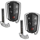 2X KeylessOption Keyless Entry Remote Car Smart Key Fob Control 5-Button Replacement for 2014-2019 Cadillac ATS CTS (HYQ2AB, 13580800, 13598528, 13580811)