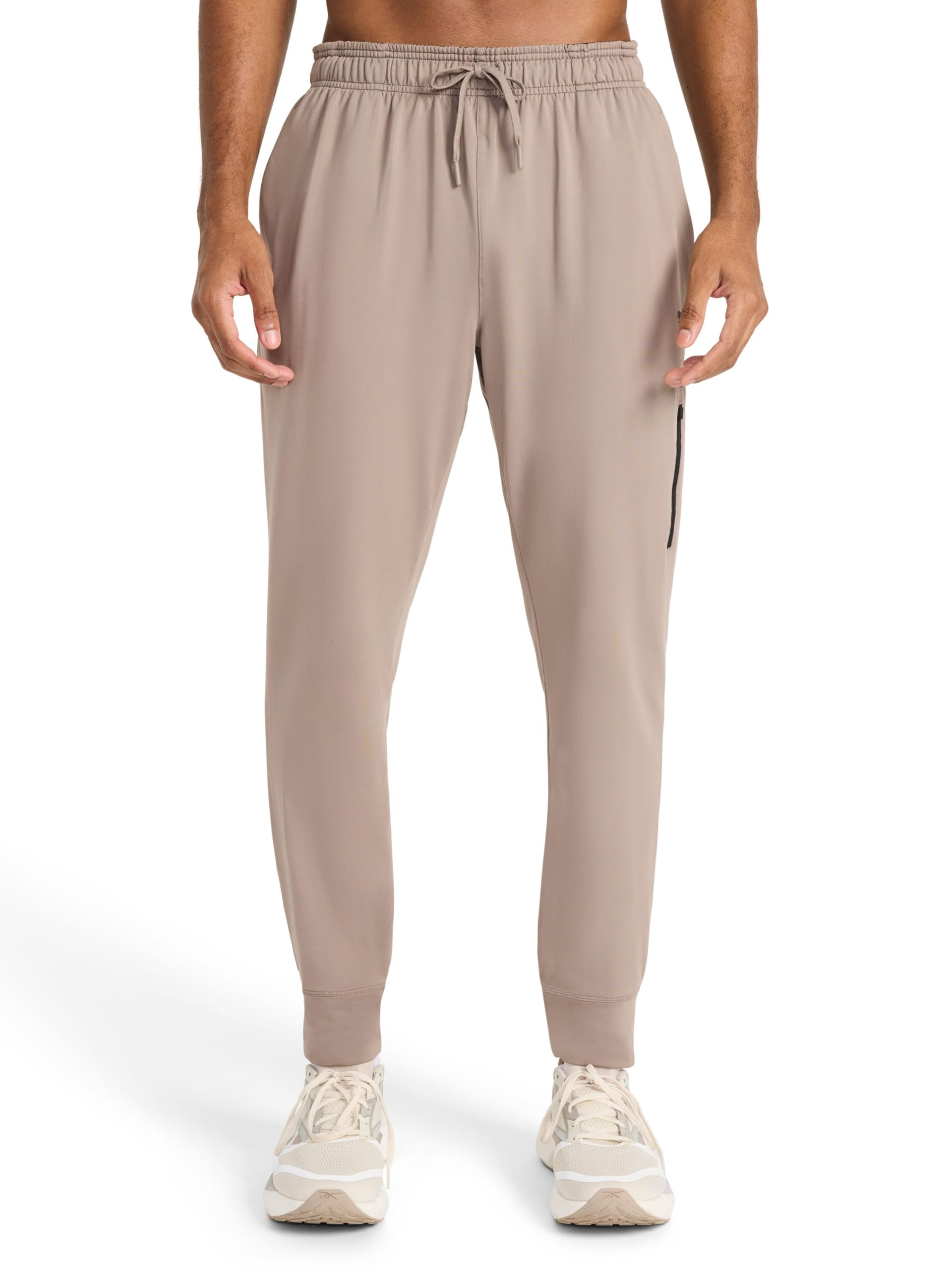 Reebok Men’s Dunk Jogger, Standard Fit, 30” Inseam, Lightweight Stretch Poly-Blend Fabric, Driftwood, Large