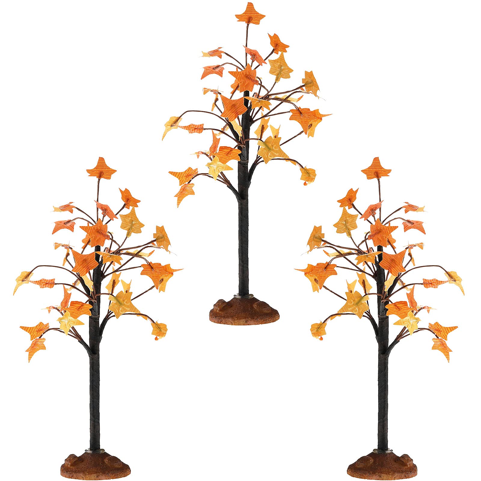 Photo 1 of 3 Pieces Fall Maple Tree Christmas Village Tree Thanksgiving Village Miniature Fake Faux Maple Tree for Aesthetic Decor Harvest Town Village Accessories (Bright Style)