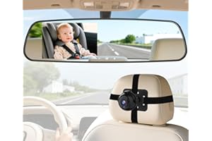 Pemacom Baby Car Mirror Camera: Dash-Free 4.3-inch HD Clear Night Vision Wide Angle View for Infant Backseat Monitoring - Plug-Play No-Professional Installation for Parents Long Road Driving