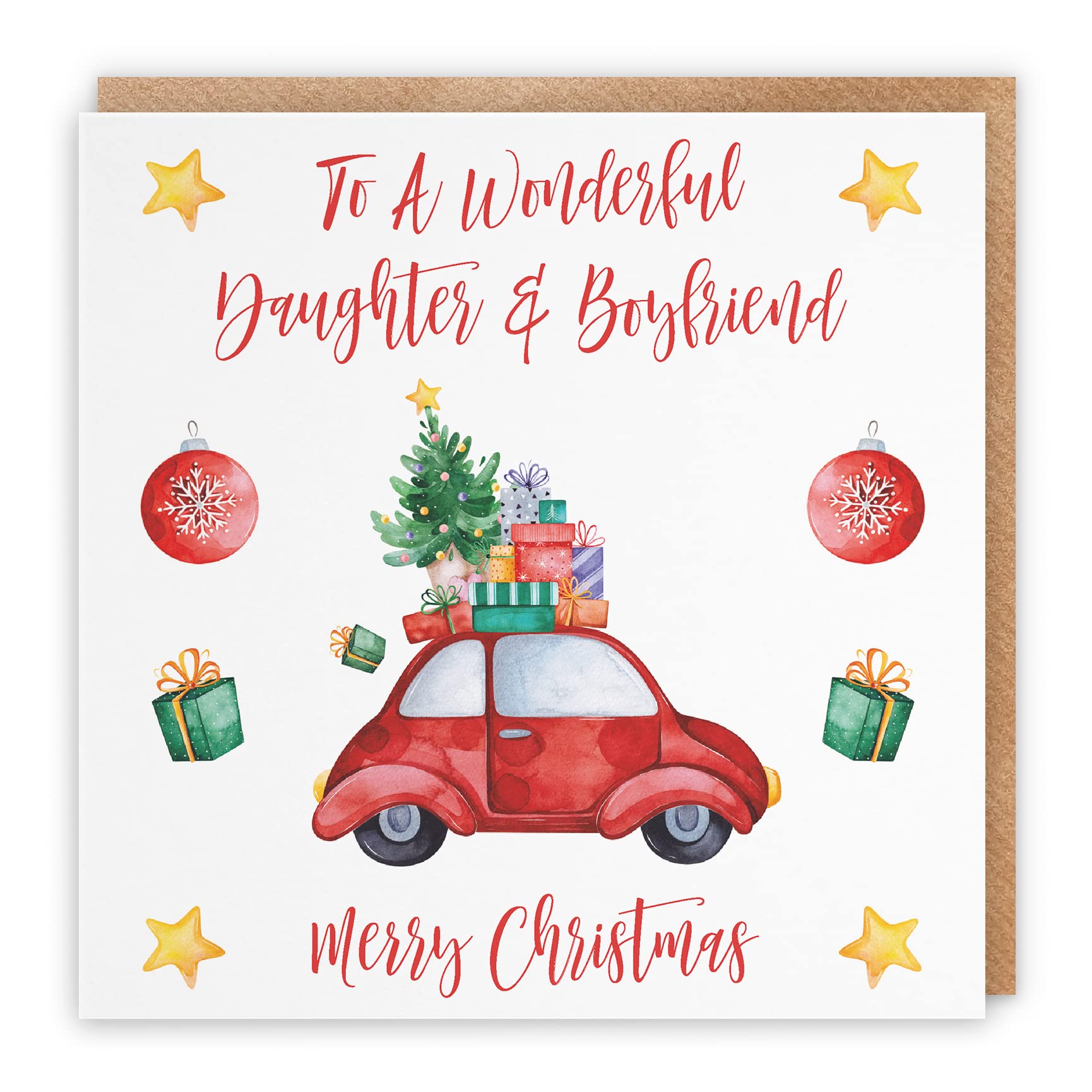 Hunts England - Daughter And Boyfriend Christmas Card - To A Wonderful Daughter & Boyfriend - Merry Christmas - Christmas Holiday Collection