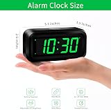 KWANWA Cordless Digital LED Alarm Clock 1.2in Green Display Battery Powered view 2