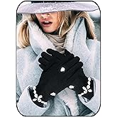 Formery Bling Rhinestone Gloves Black Crystal Winter Full Finger Glove Touchscreen Warm Thick Gloves for Women and Girls