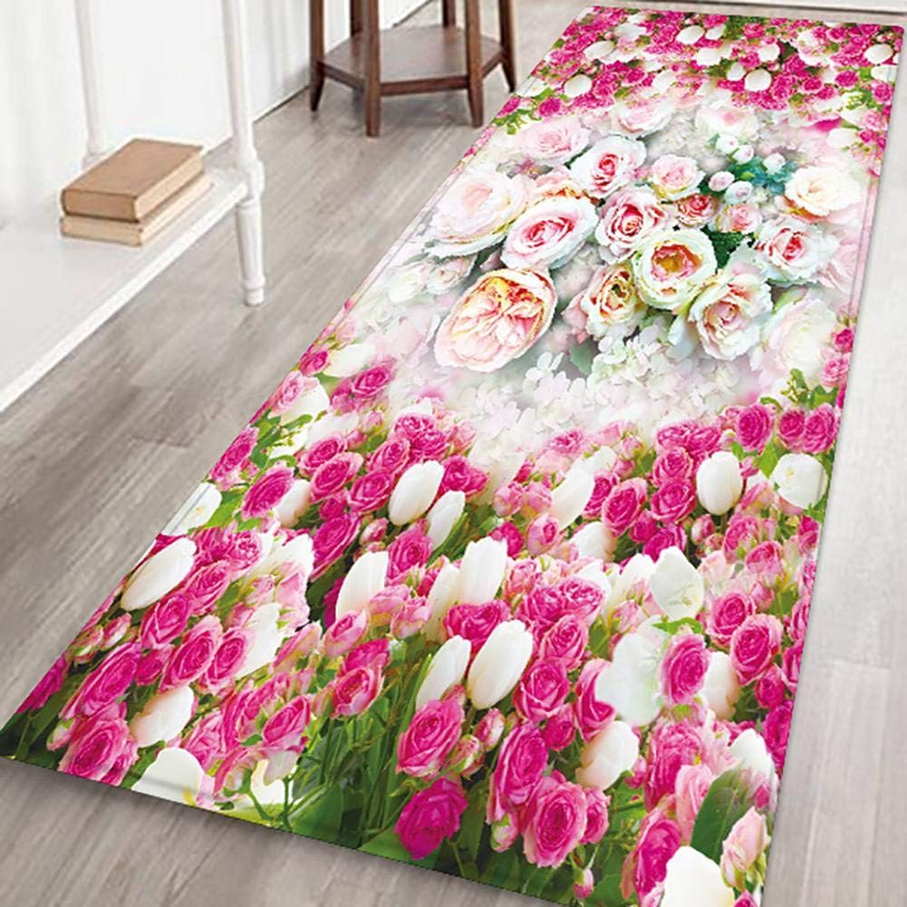 Valentine's Day Area Rug, Flowers 40 x 60 CM, Carpet Rug 3D Pattern