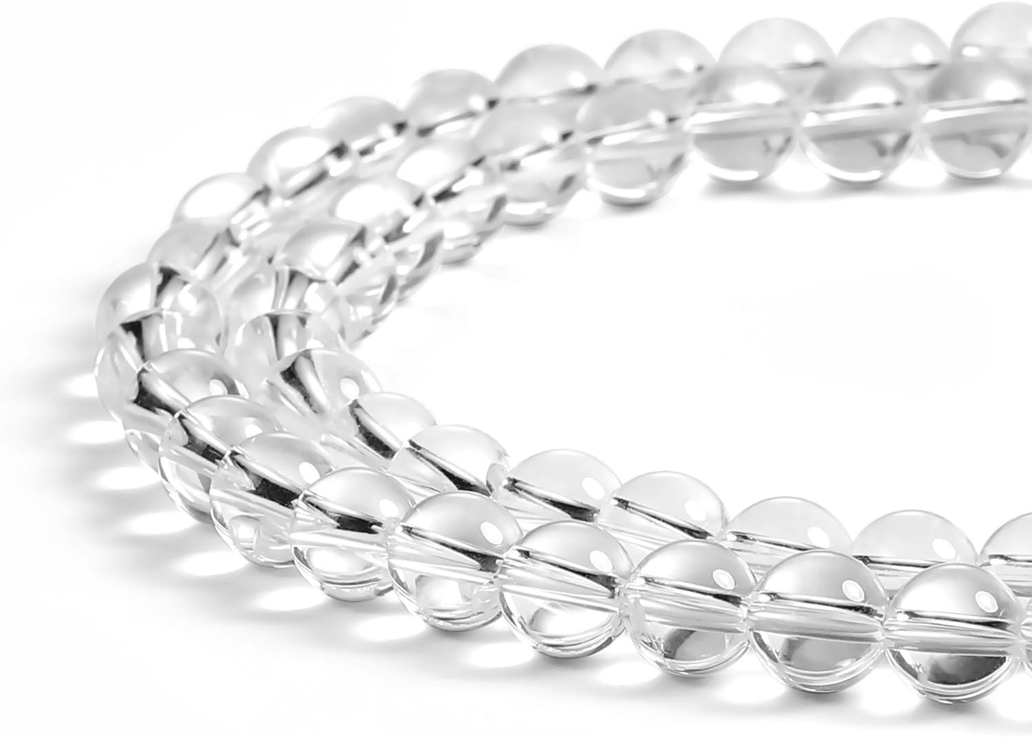 10mm Natural Clear White Crystal Rock Quartz Beads Round Semi Precious Gemstone Loose Beads for Jewelry Making (38-40pcs/strand)