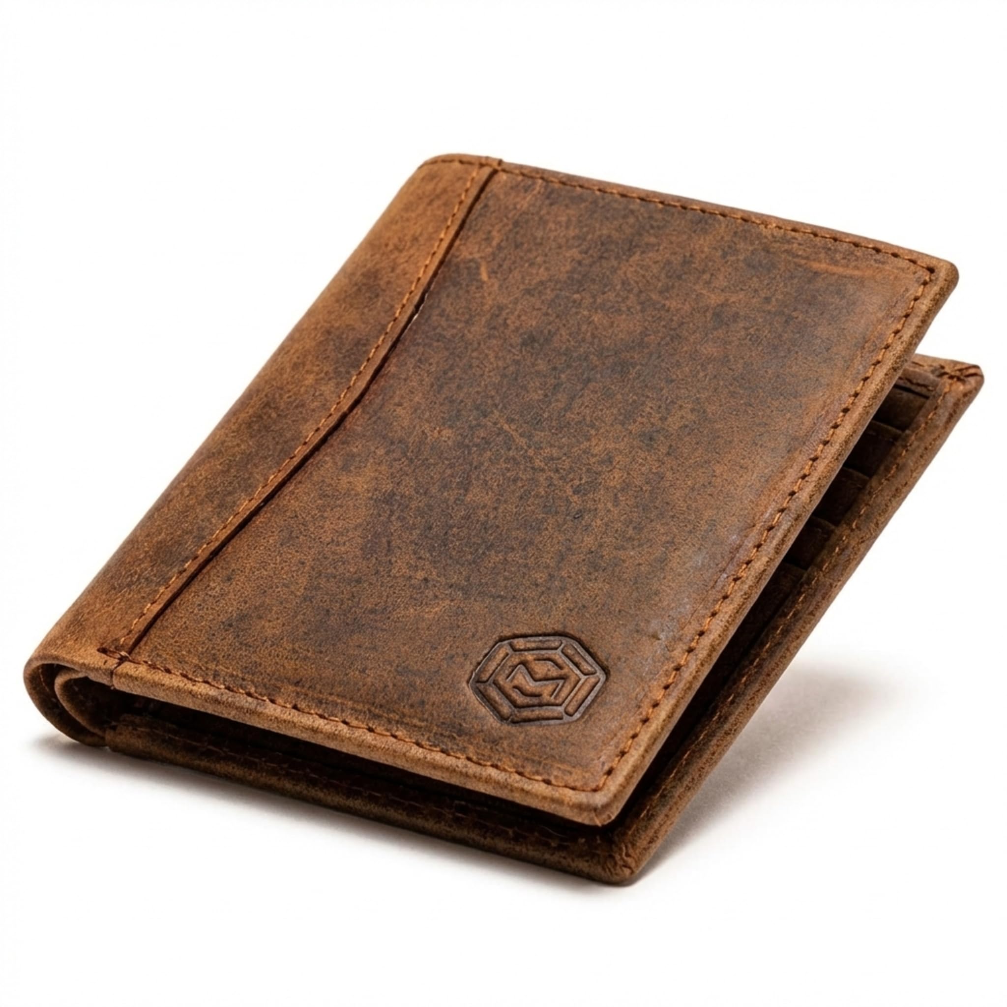 Card Holder, Mens Leather Wallet, 8 Card Slots - Card Wallet, RFID Blocking, Brown Bifold UK