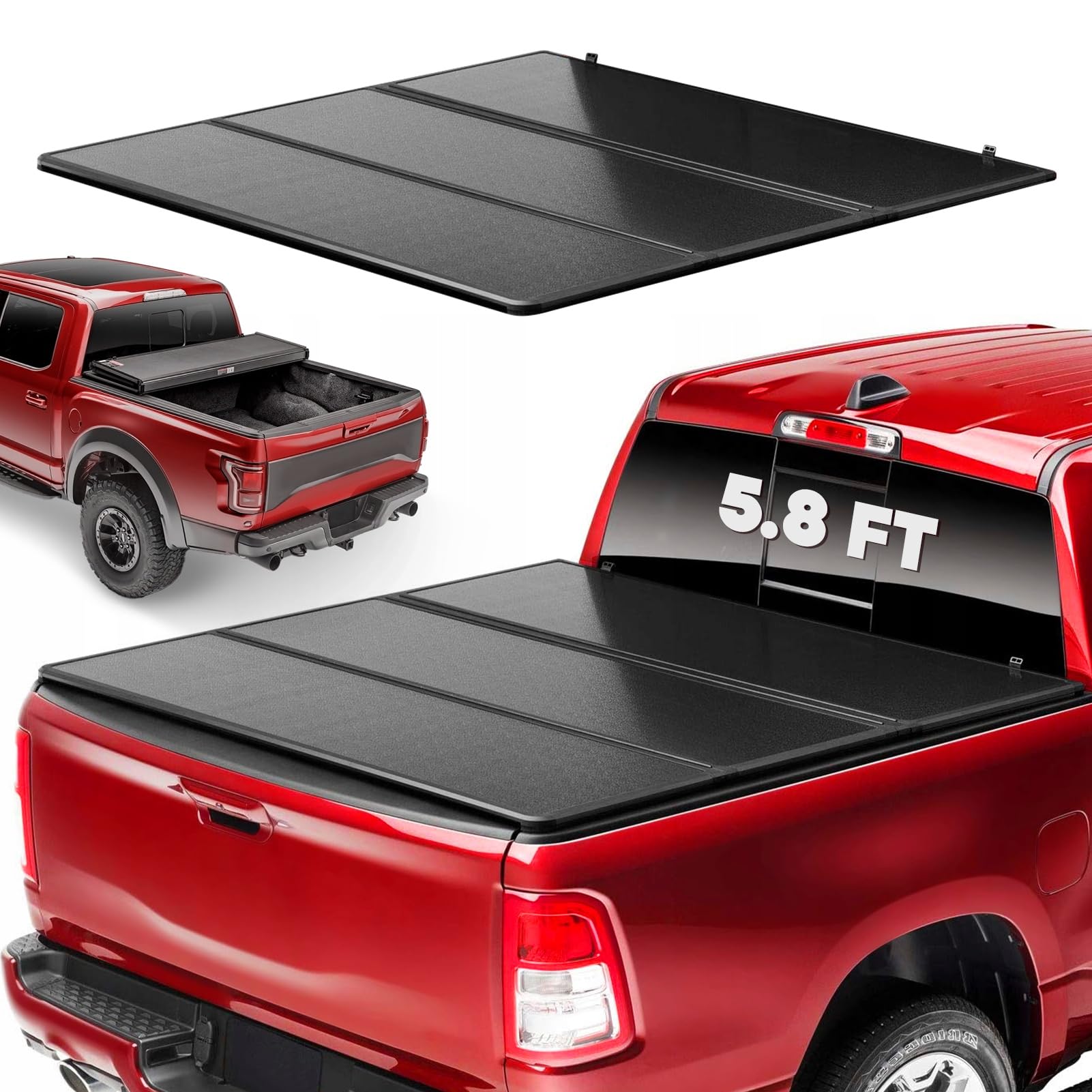 Fiberglass Hard Tri Truck Bed Tonneau Cover Compatible for 2019-2024 2025 Chevy Silverado/GMC Sierra 1500 Fleetside 3-Fold 6.5FT 78.9Inch $200