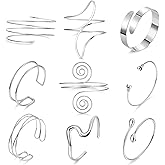 SOMEITIA 9Pcs Arm Cuff Bracelets Gold Upper Arm Cuff for Women Adjustable Upper Arm Bangle Bracelet Minimalist Irregular Arm Bangle Armband Coil Swirl Armlets Armband Jewelry Set