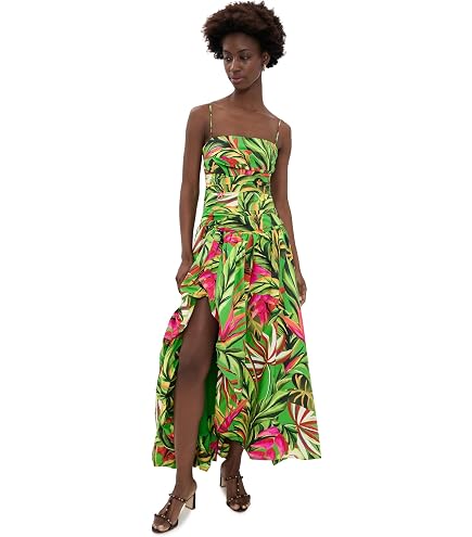 green parrot dress FARM Rio Women's Forrest Sleeveless Maxi Dress, Parrots Forest Green, XXS at Amazon Women's Clothing store makeup with parrot green dress