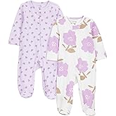 Simple Joys by Carter's Baby Girls' Cotton Footed Sleep and Play, Pack of 2