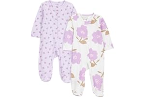 Simple Joys by Carter's Baby Girls' Cotton Footed Sleep and Play, Pack of 2